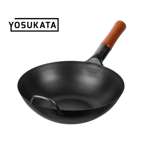 Γουόκ Τηγάνι Yosukata (30 cm,Μαύρο,Από Ανθρακούχο Χάλυβα,Με Επίπεδο Πάτο,Προ-Καρυκευμένο)