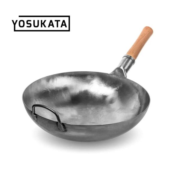 Γουόκ Τηγάνι Yosukata (36 cm,Από Ανθρακούχο Χάλυβα,Με Στρογγυλό Πάτο,Μη-Καρυκευμένο)